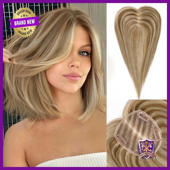 Real Human Hair Topper No Bangs Hand-Woven Adds Volume main image 5